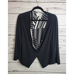 Nikki Poulos Black Reversible Long Sleeve Casual Blazer Jacket Women's Size 1X